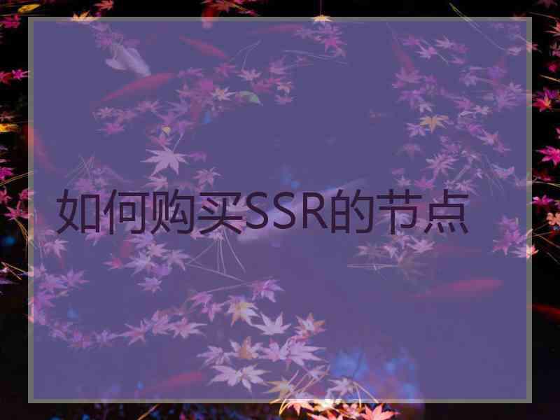 如何购买SSR的节点