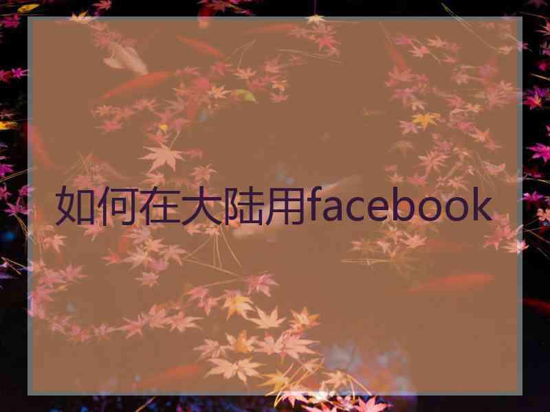 如何在大陆用facebook